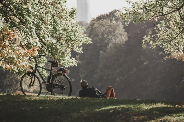 Radfahrer am entspannen Radfahrer am entspannen