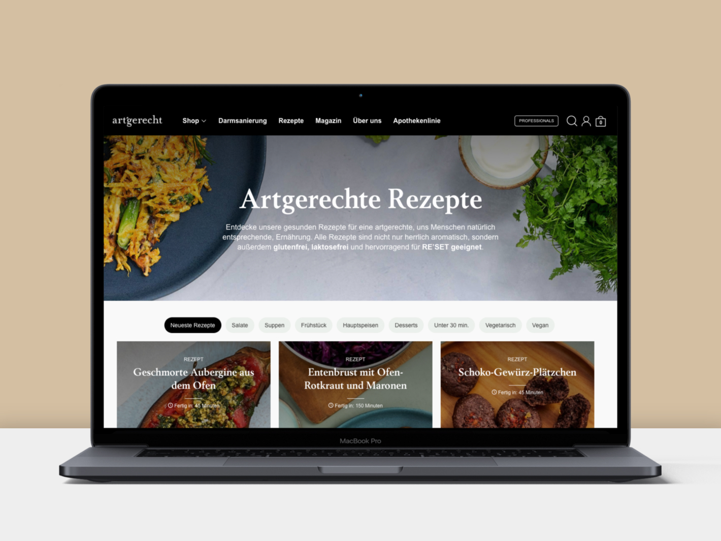 Visualisierung des neuen art'gerecht Onlineshops.