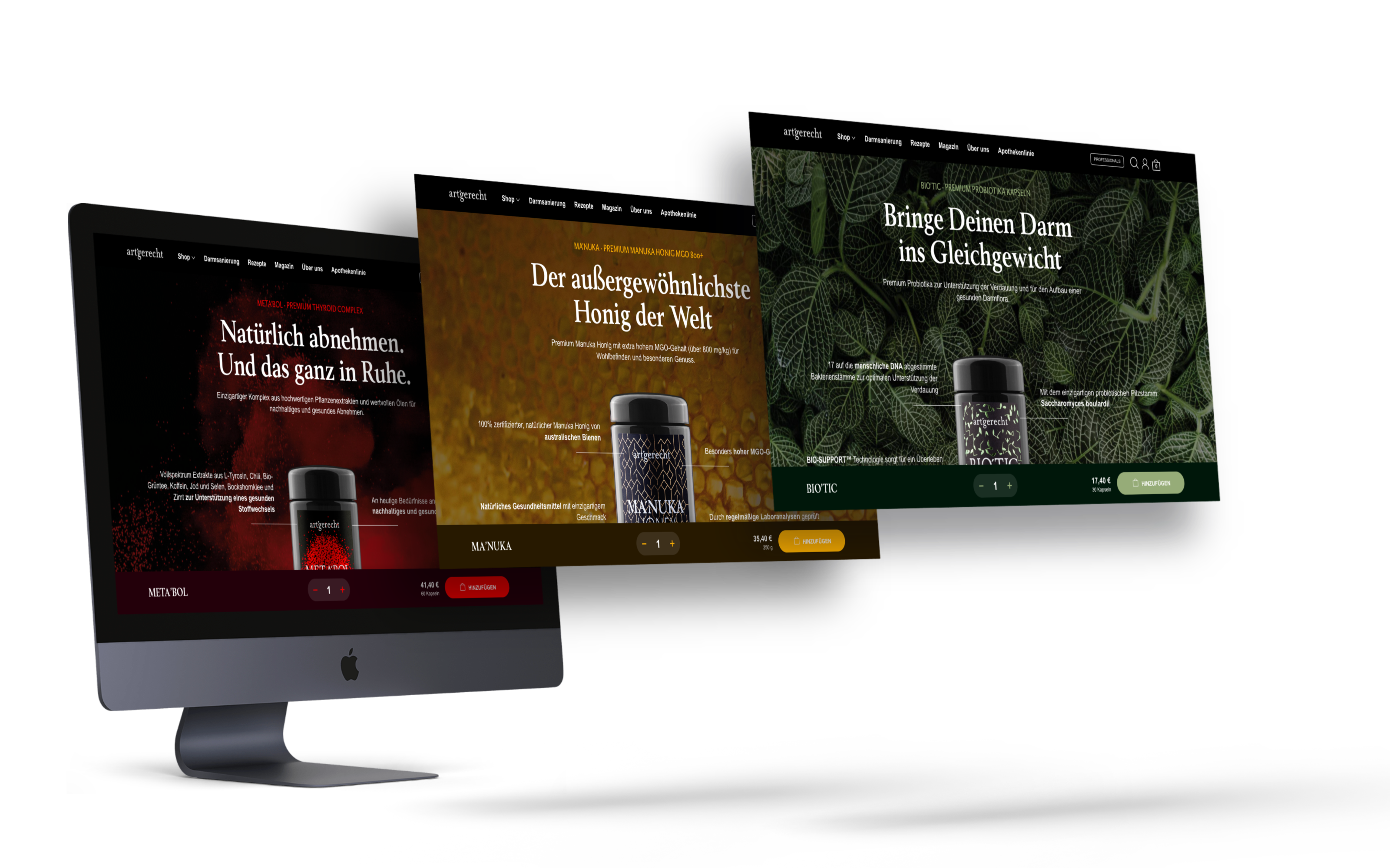 Visualisierung des neuen art'gerecht Onlineshops.