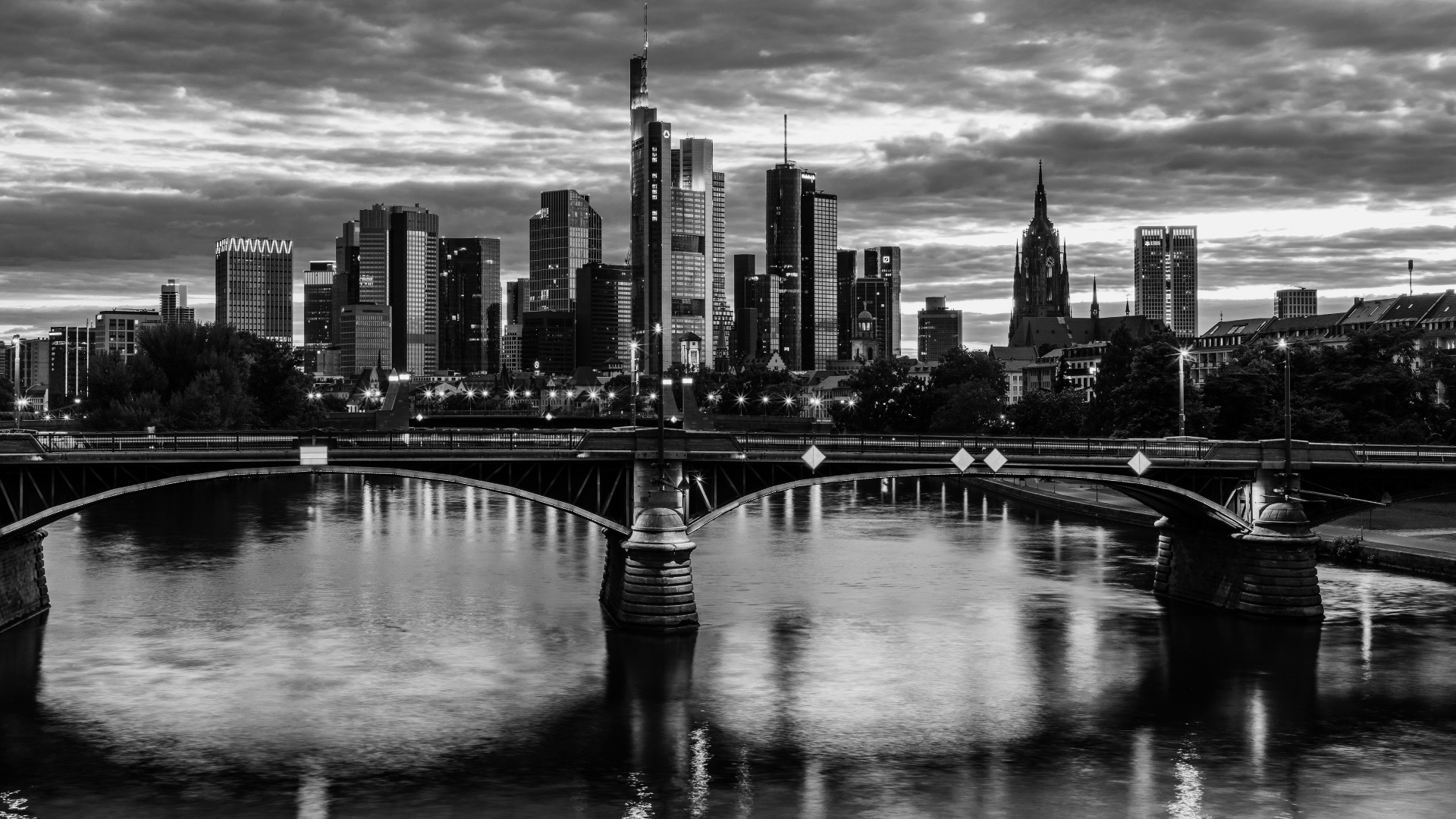 Blick auf die Skyline von Frankfurt am Main.