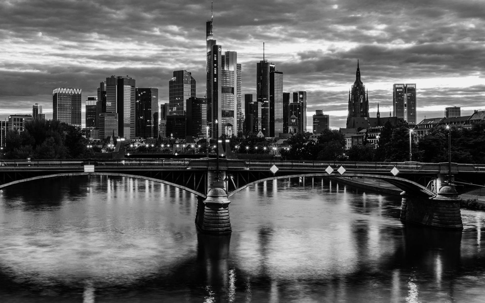 Blick auf die Skyline von Frankfurt am Main.