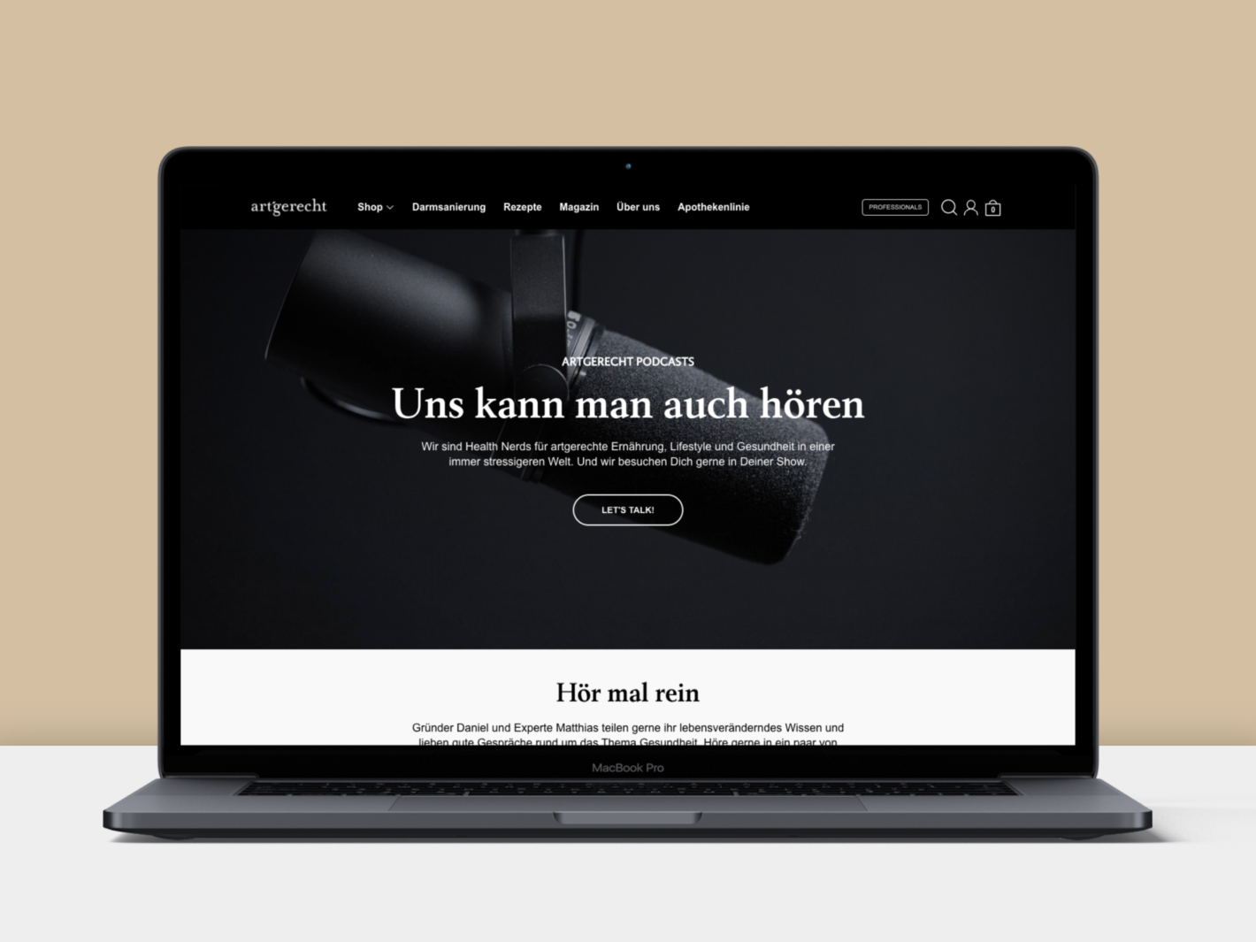 Visualisierung des neuen art'gerecht Onlineshops.