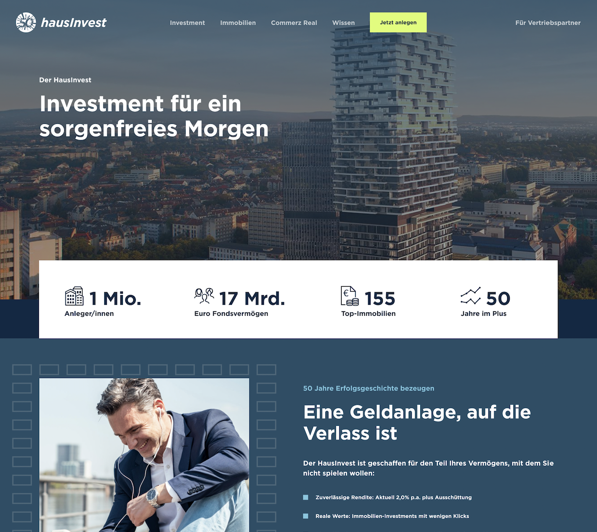 Beispiel für eine personalisierte Landing Page von hausInvest.
