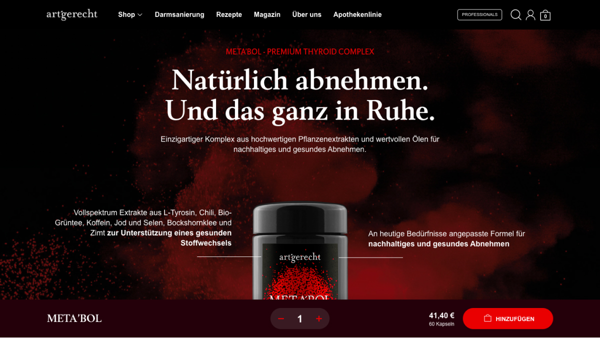 Visualisierung der neuen Produktseiten im art'gerecht Onlineshop.