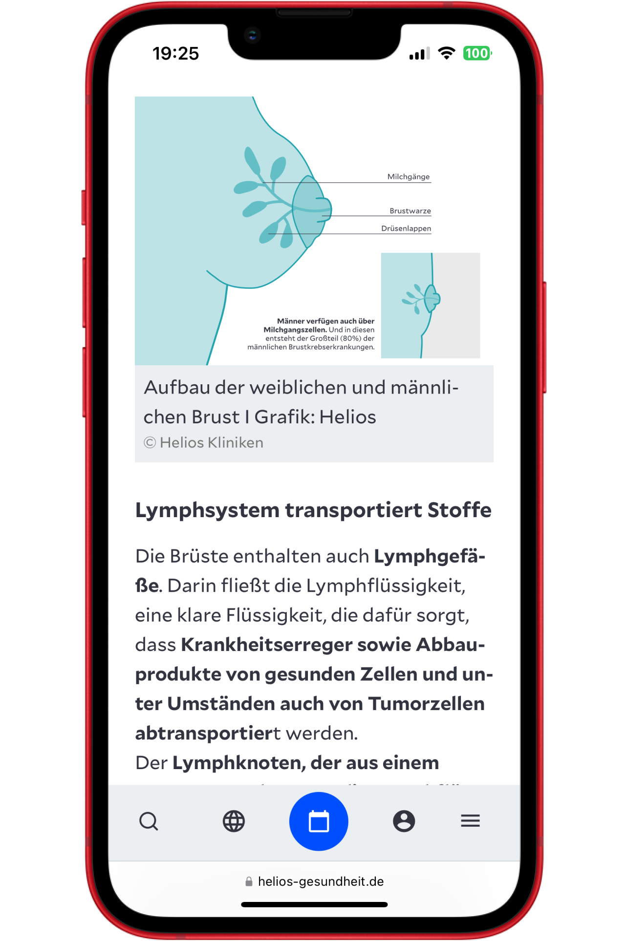 Visualisierung des Helios Gesundheitsportals für Mobile.