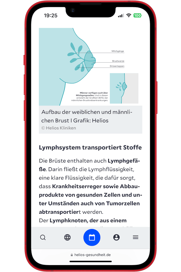 Visualisierung des Helios Gesundheitsportals für Mobile.