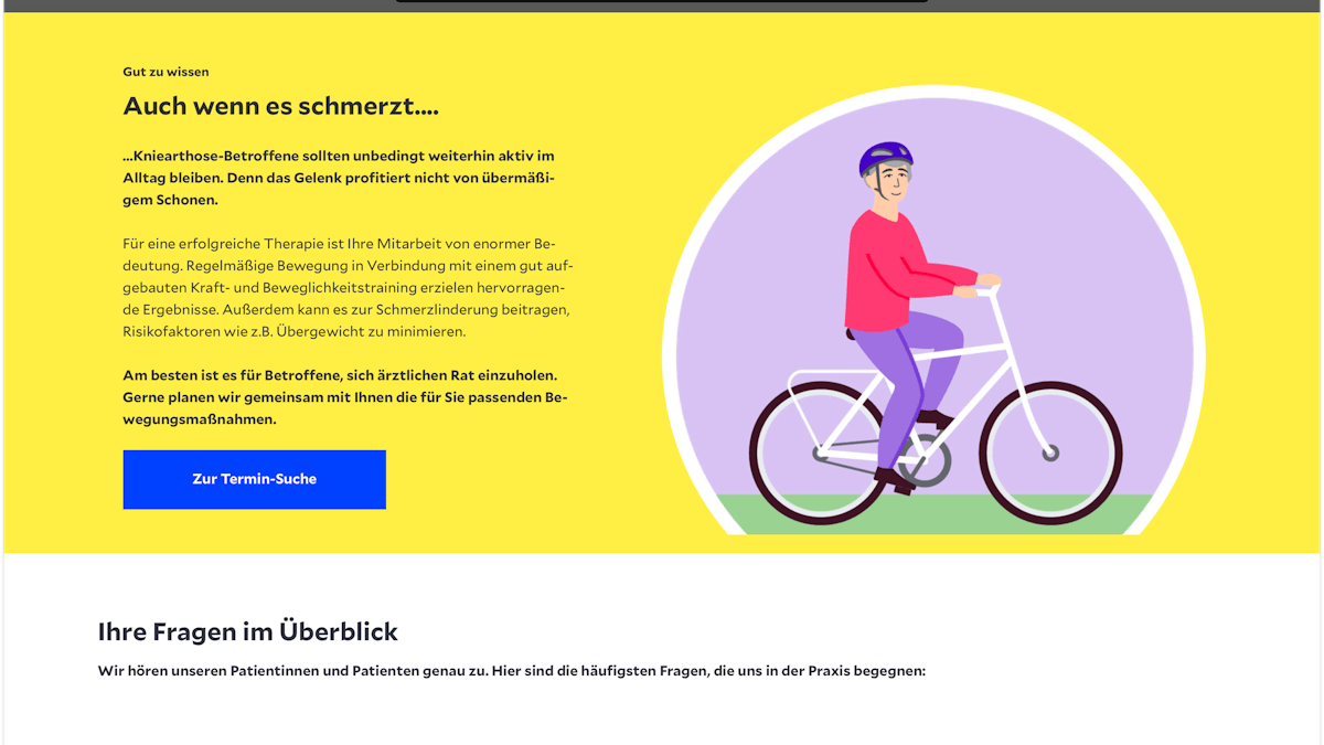 Screenshot des neuen Helios Gesundheitsportals.