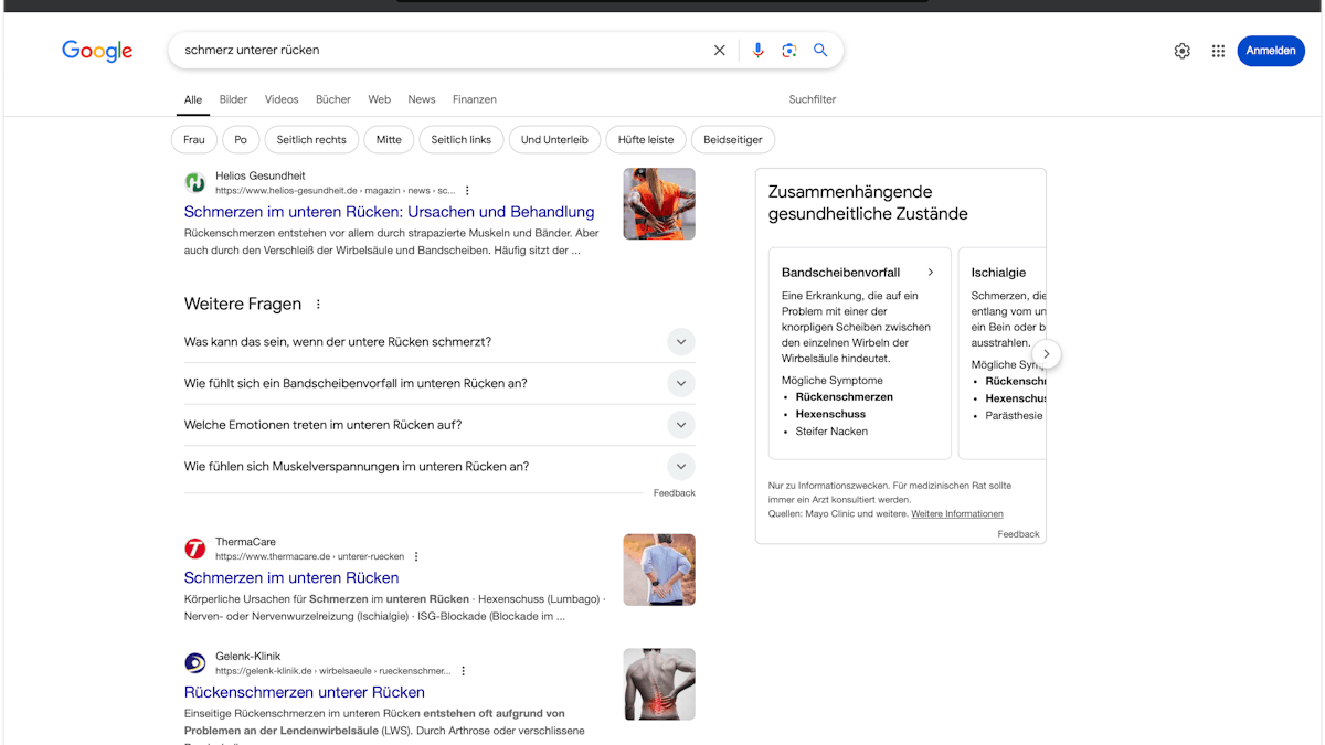 SEO-Performance des neuen Helios Gesundheitsportals.