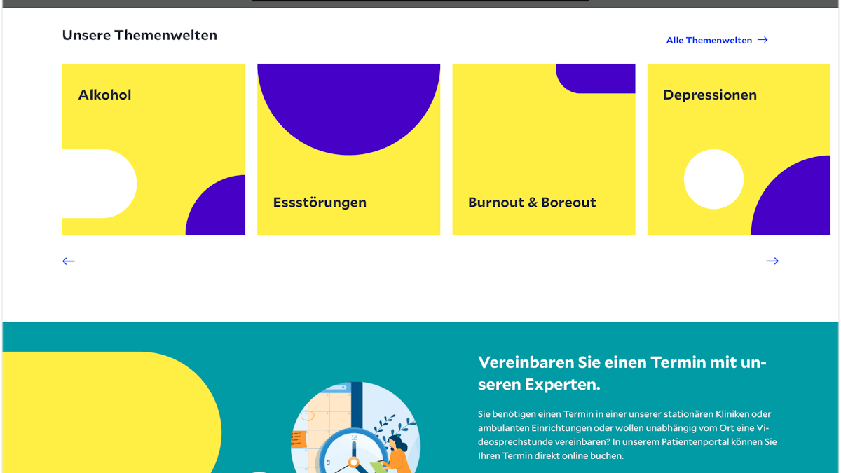 Screenshot des neuen Helios Gesundheitsportals.