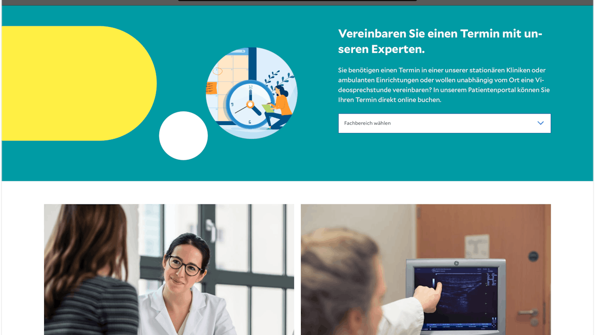 Screenshot des neuen Helios Gesundheitsportals.