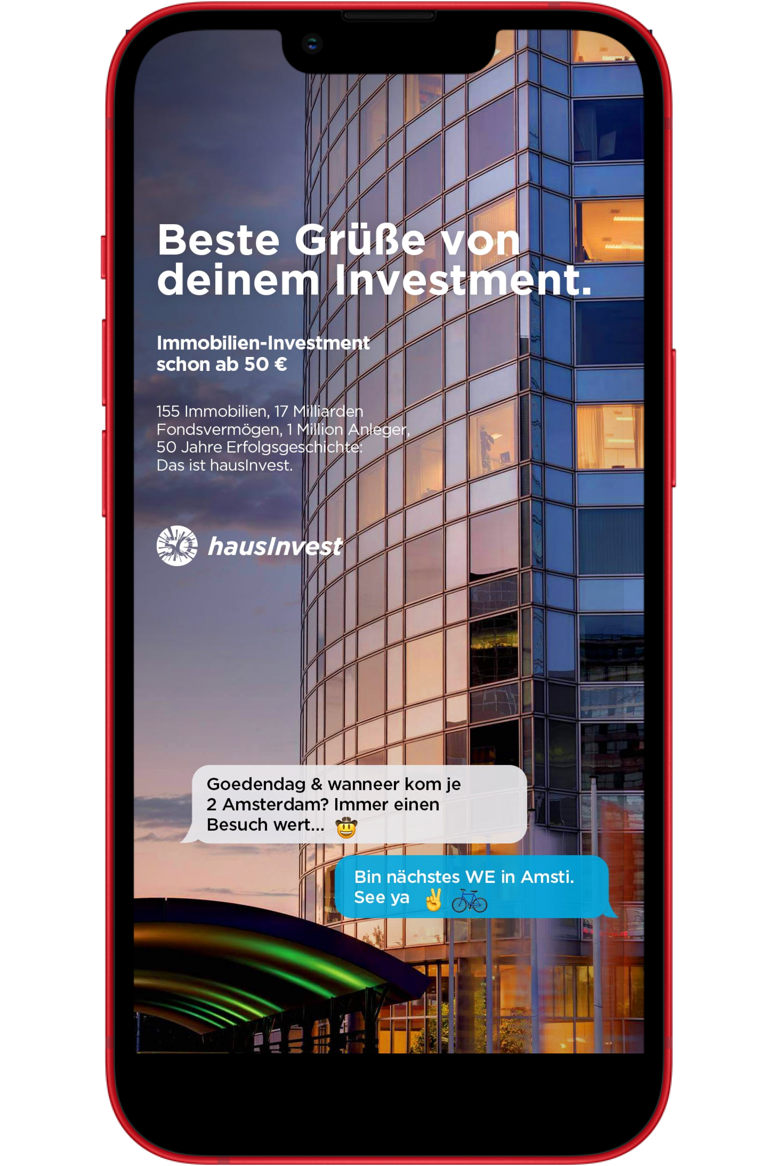 Visualisierung der hausInvest Kampagne "Aloha" für Mobile.