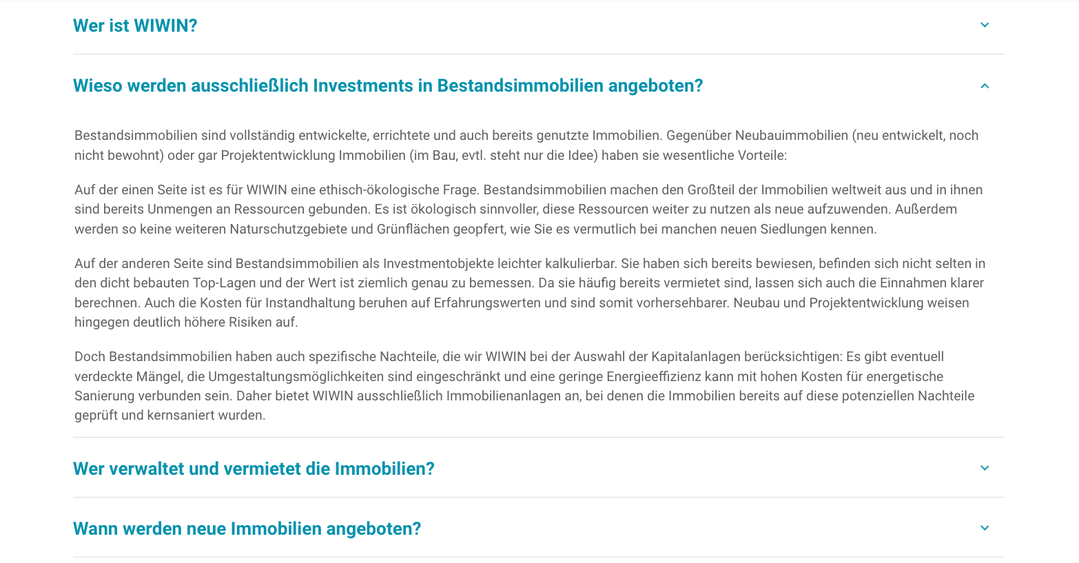 Website Textausschnitt "Wer ist WIWIN?".
