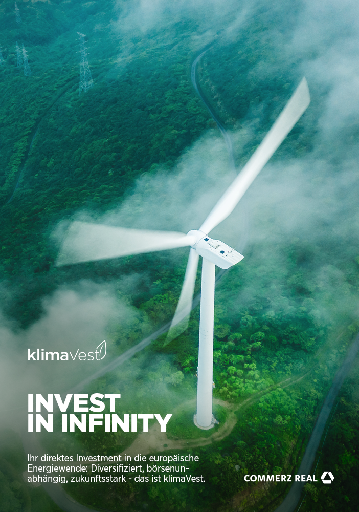 Hero-Motiv der klimaVest Werbekampagne "Invest in Infinity".