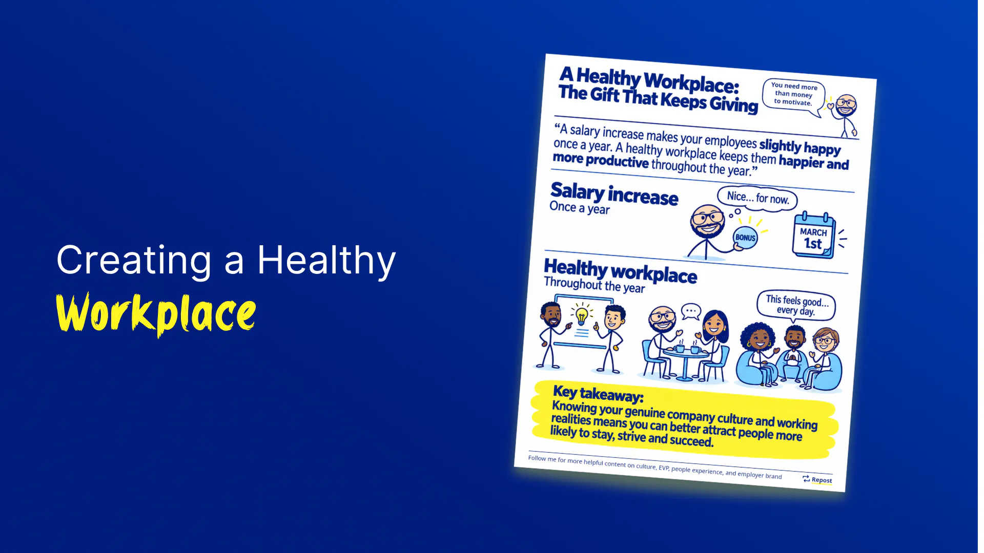 Creating a Healthy Workplace - blog cover image showing the infographic on a blue background