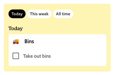 List of tasks in app screengrab