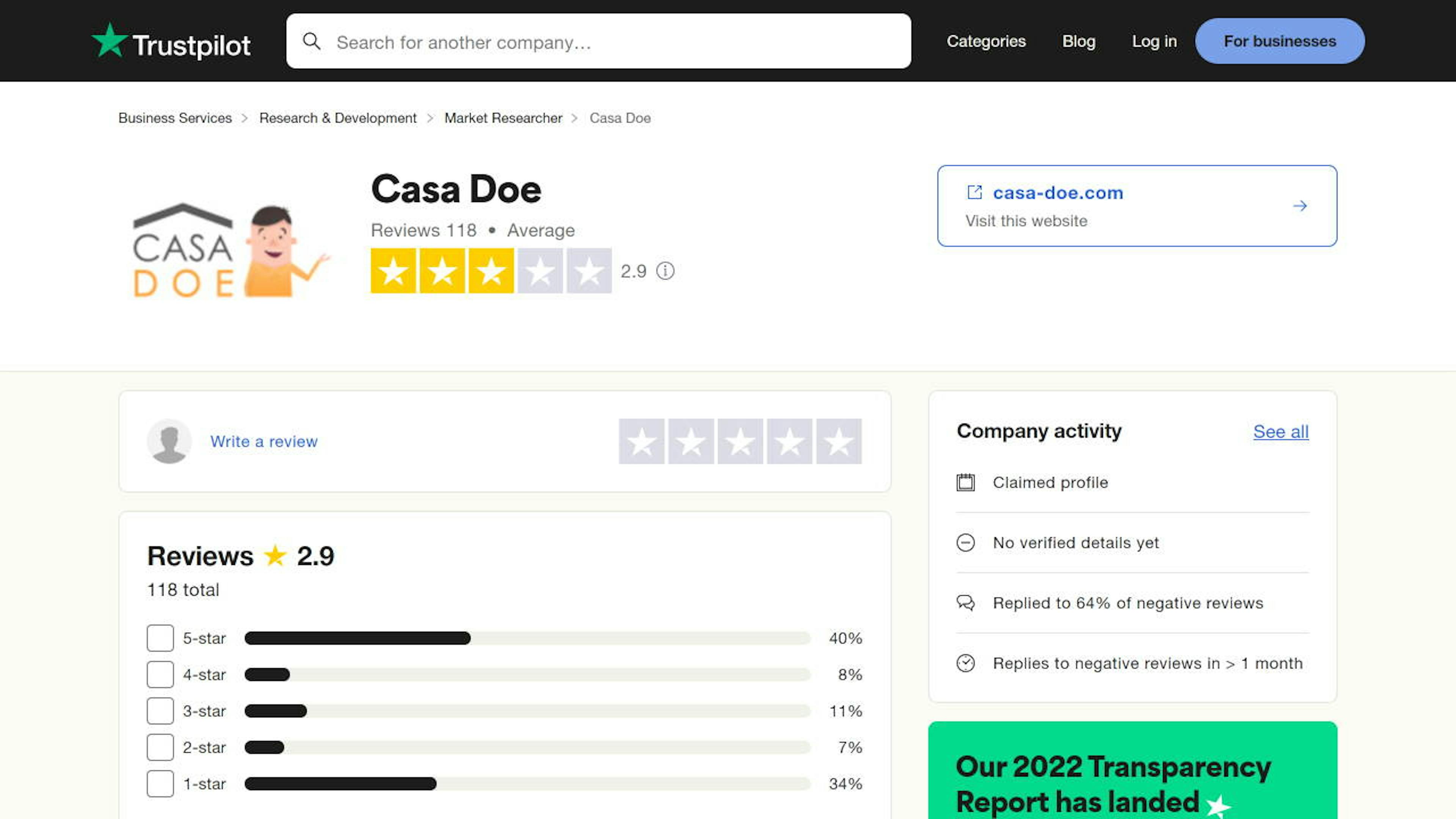 Quelle: Trustpilot (https://www.trustpilot.com/review/casa-doe.com)