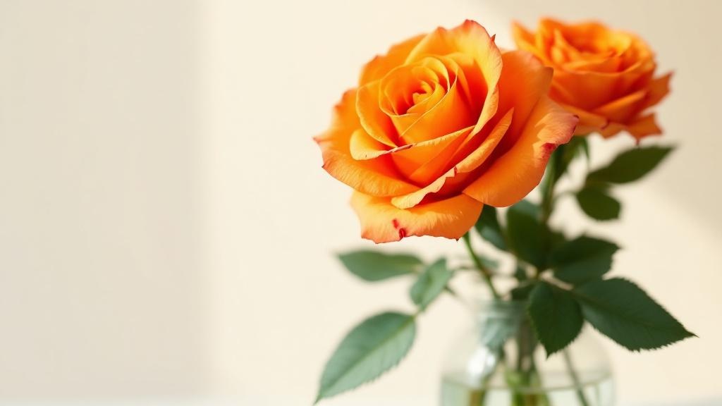 Orange Rosen in einer Glasvase mit Wassertropfen auf den Blütenblättern — orange Rosen pflegen für längere Frische
