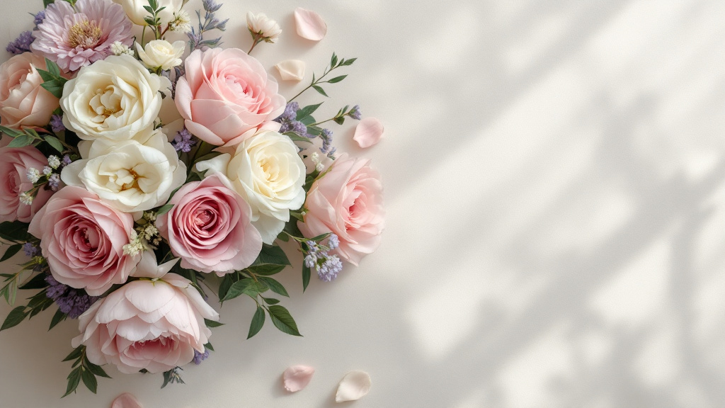 Eleganter Geburtstagsstrauß mit rosa Rosen, weißen Pfingstrosen und Ranunkeln – Blumen zum 90. Geburtstag