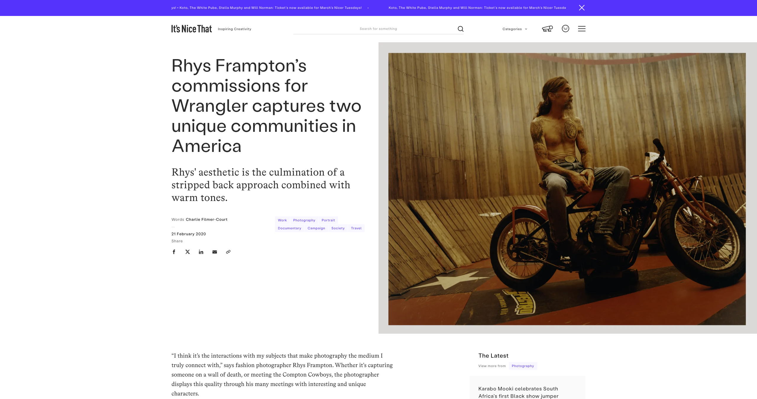 Rhys Frampton’s commissions for Wrangler captures two unique communities in America