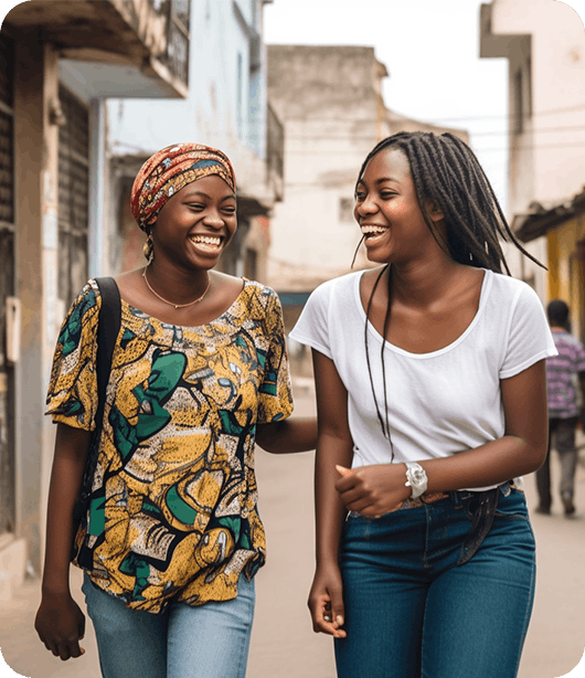 Two people smiling