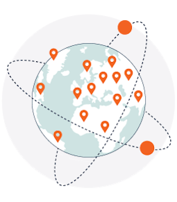 location pinpoints around the world