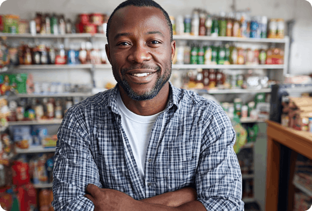 Ria agent confidently smiling in store
