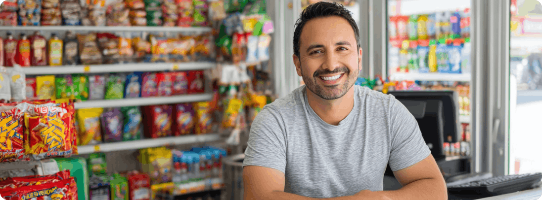 Ria agent smiling inside their store