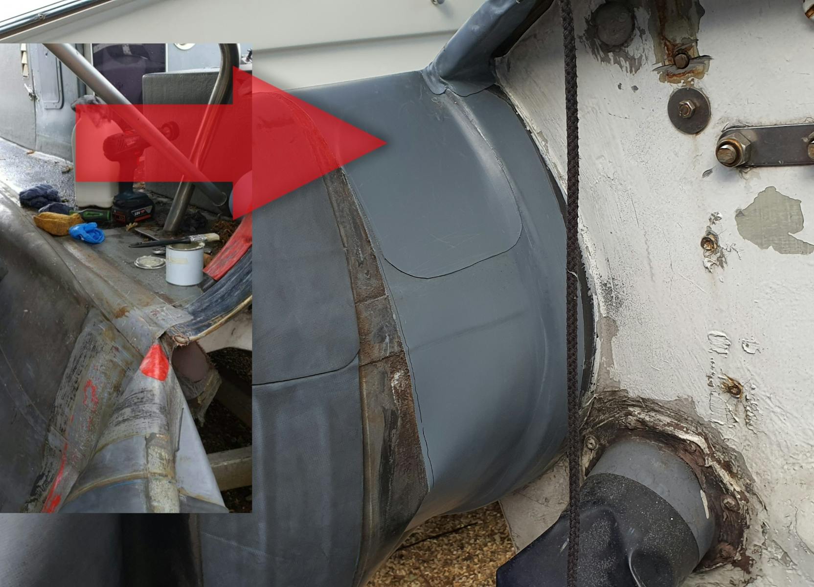 Transom replacement on a ribtec