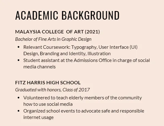 resume education