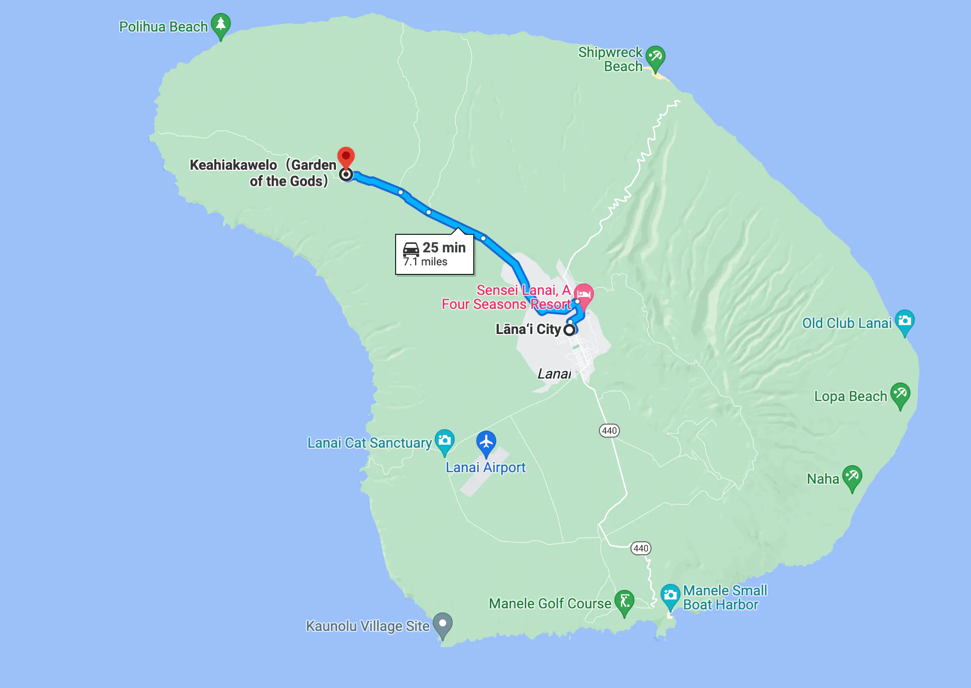 rutas en motocicleta en la isla Lanai, Hawái