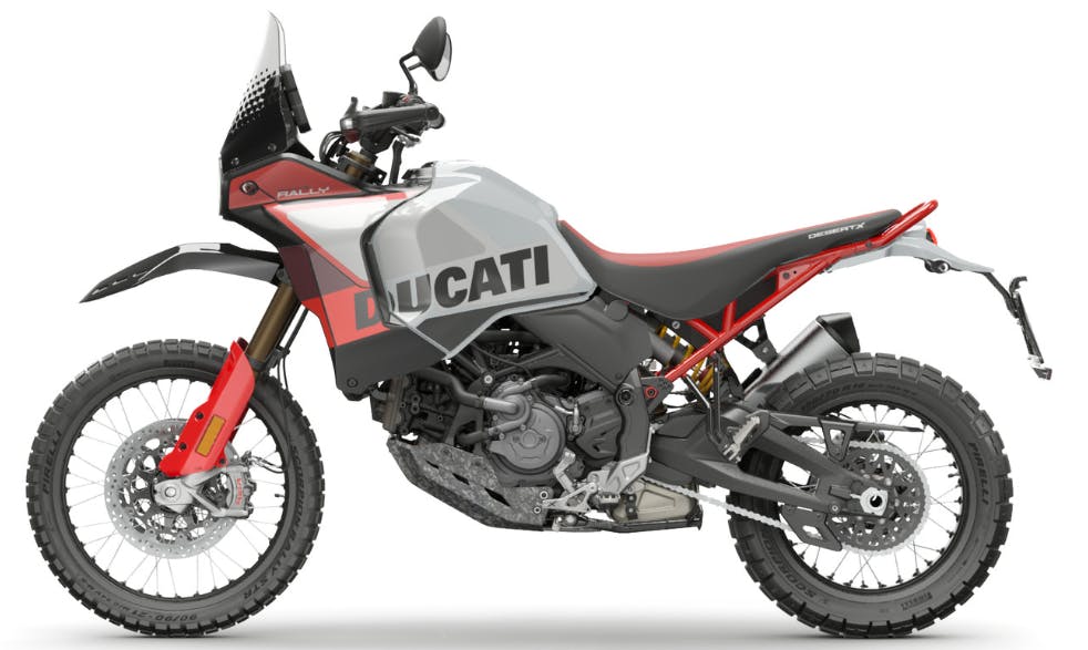 left side view of 2024 ducati desertx rally guide and specifications for the new 2024 Ducati DesertX Rally