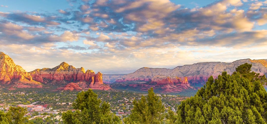 beautiful view of Sedona valley with mountains 