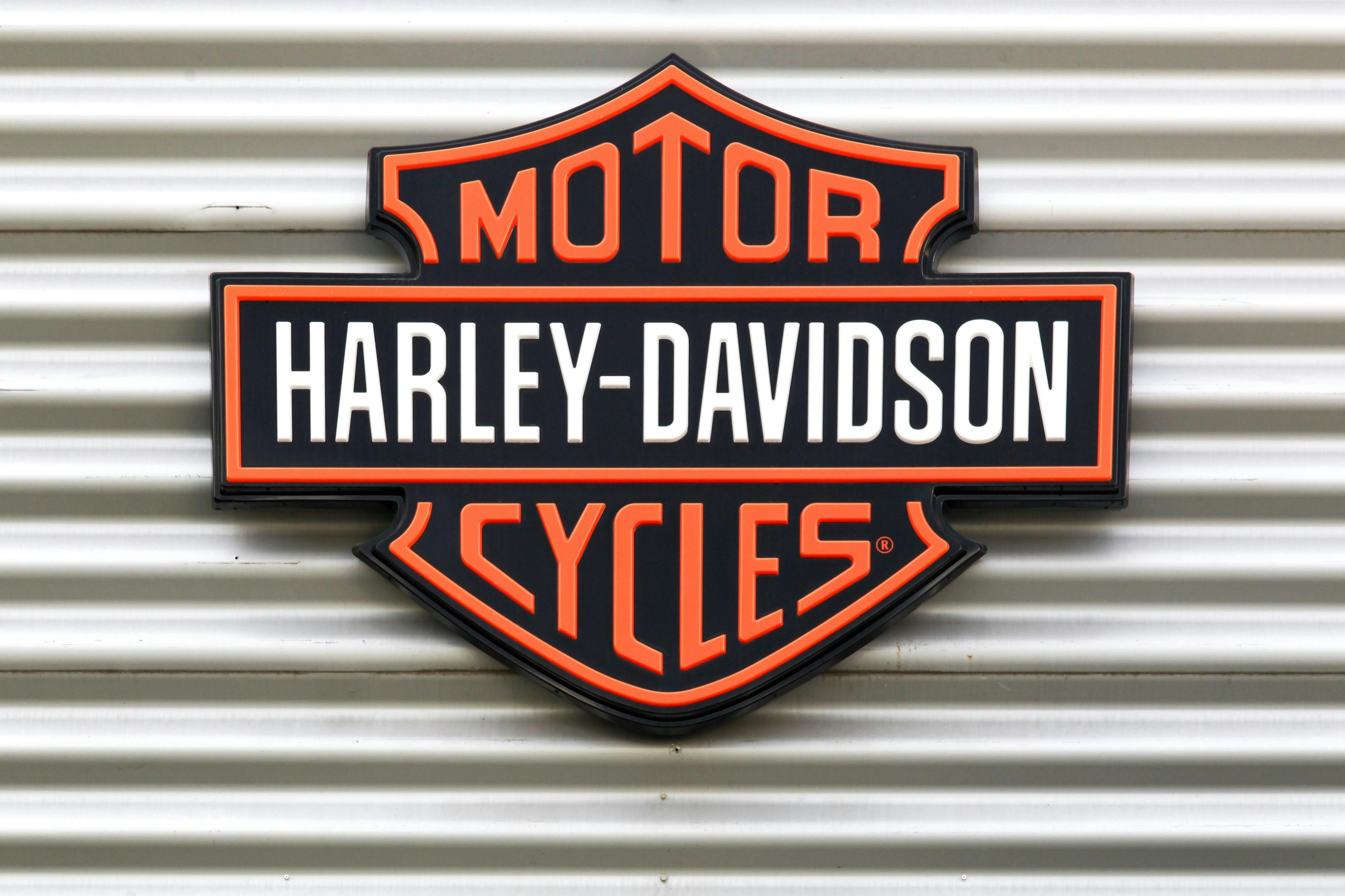 Harley Davidson logo on a metal wall