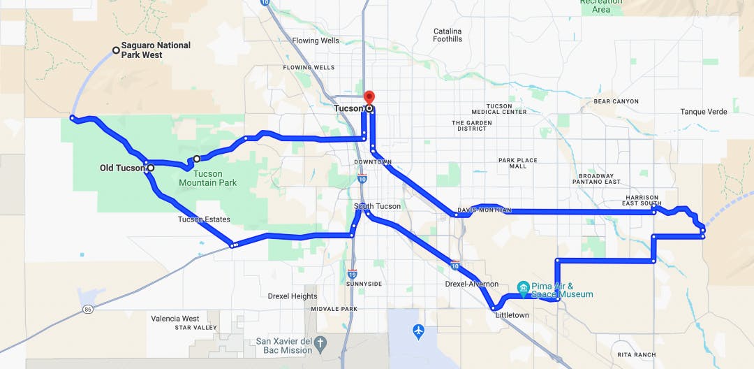 map of saguaro national park loop ride top 10 motorcycle rides in arizona
