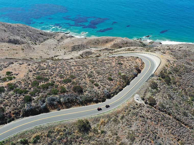 Motorcycle riders riding in California.