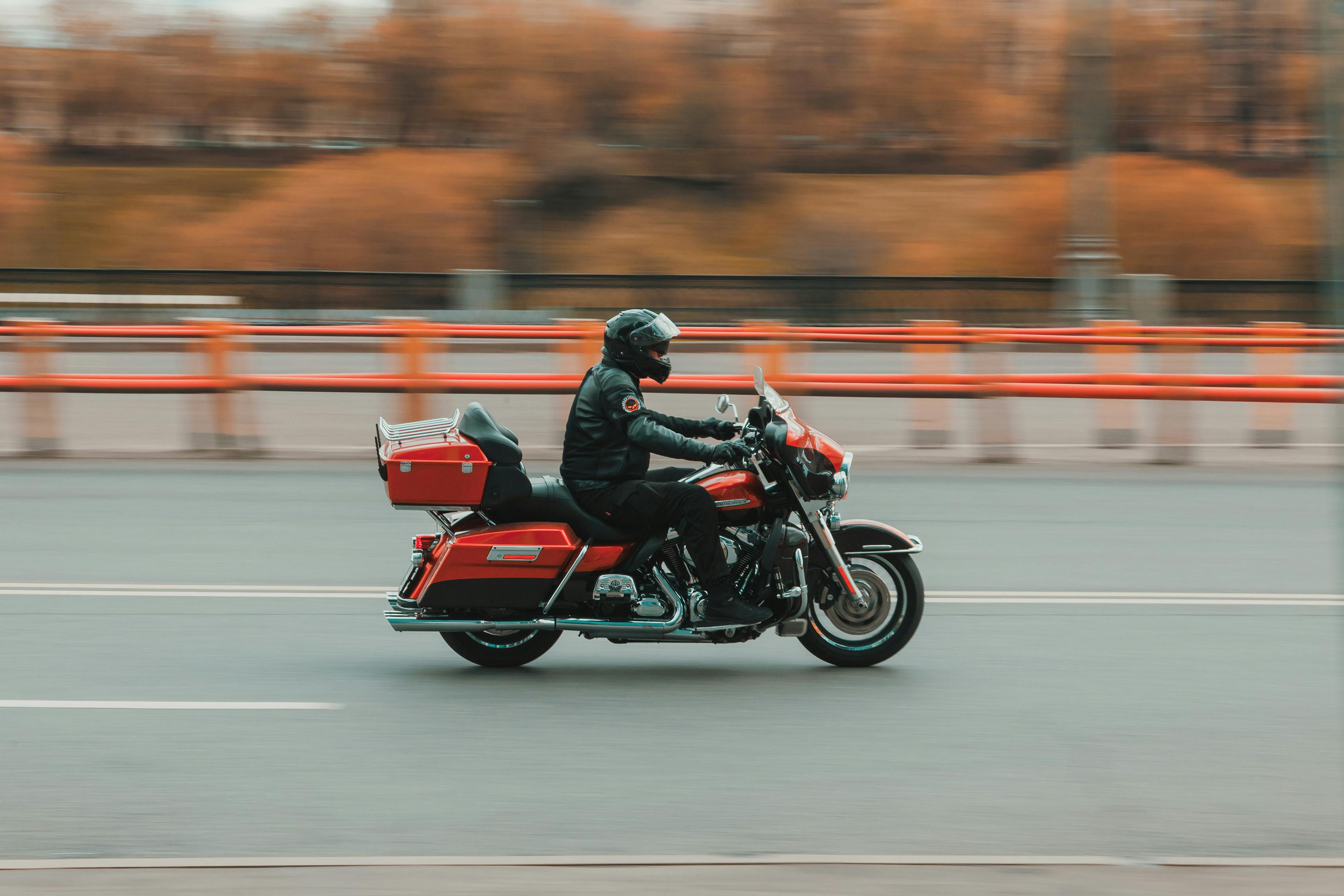 Harley Davidson Ultra Limited motorcycle motion picture on the road