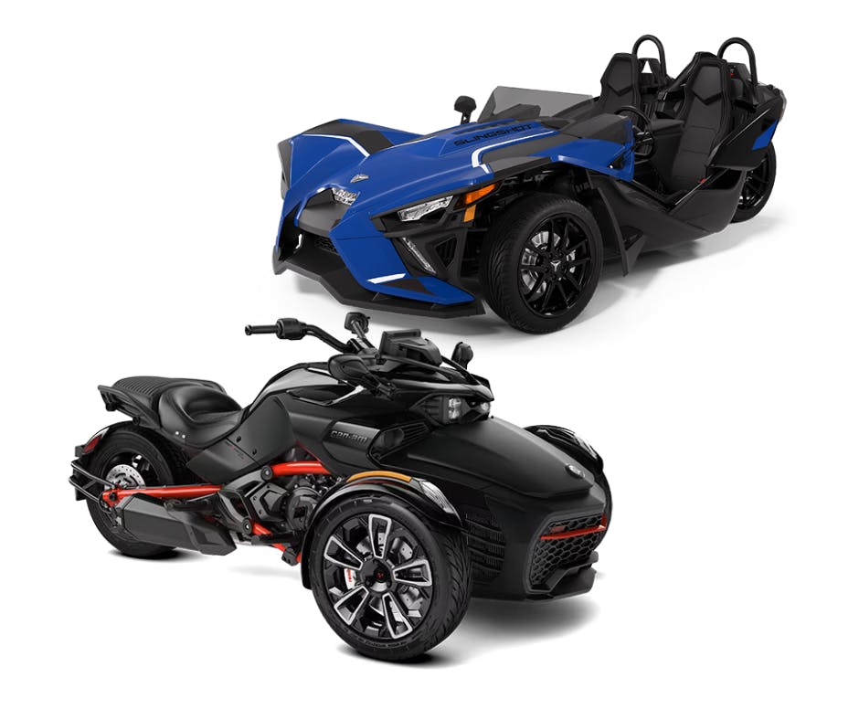 side by side comparison of can am vs polaris slingshot 