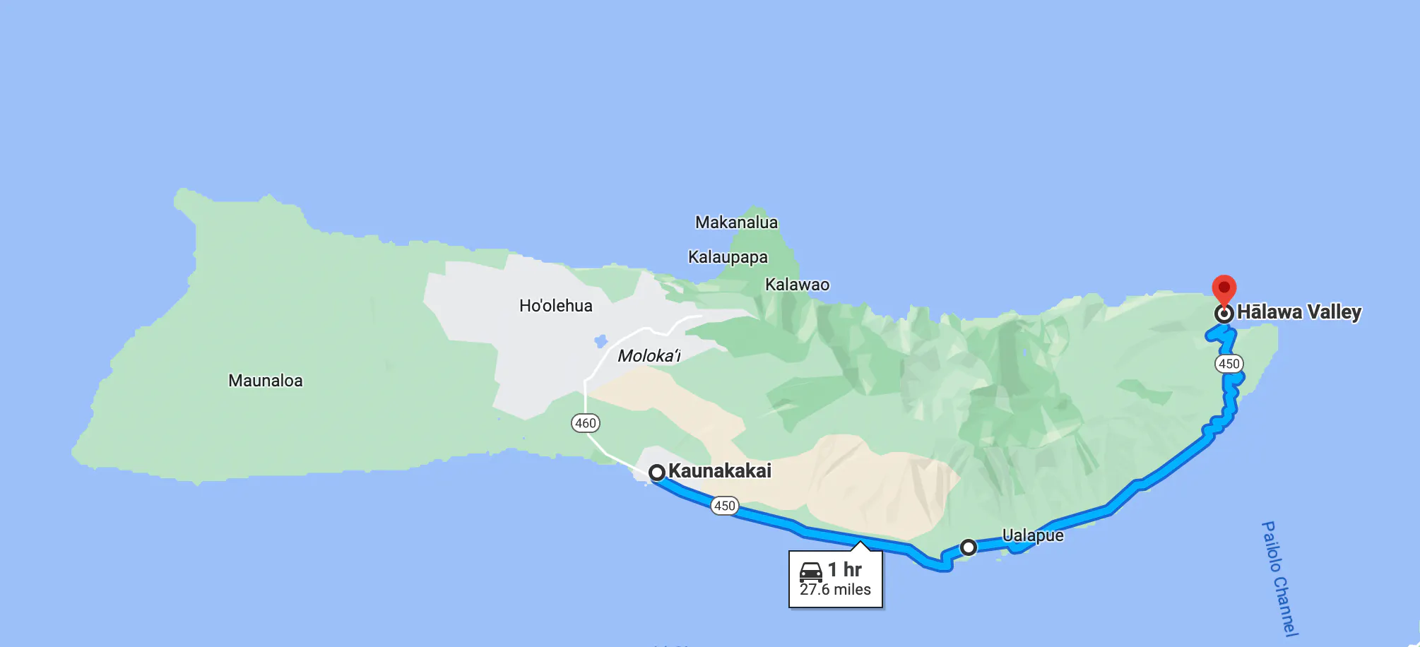rutas en motocicleta en la isla Molokai, Hawái