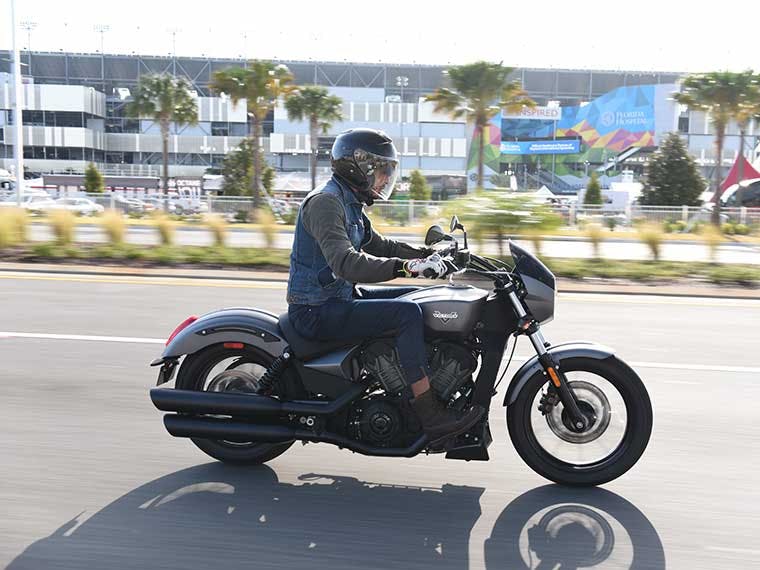 Victory motorcycle ridden in Daytona Beach, Florida.