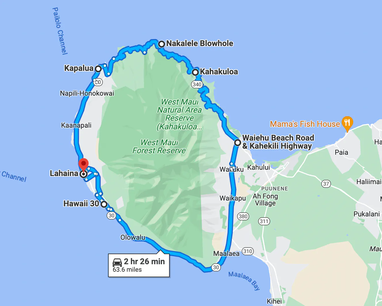 rutas en motocicleta en Maui, Hawái, circuito de West Maui