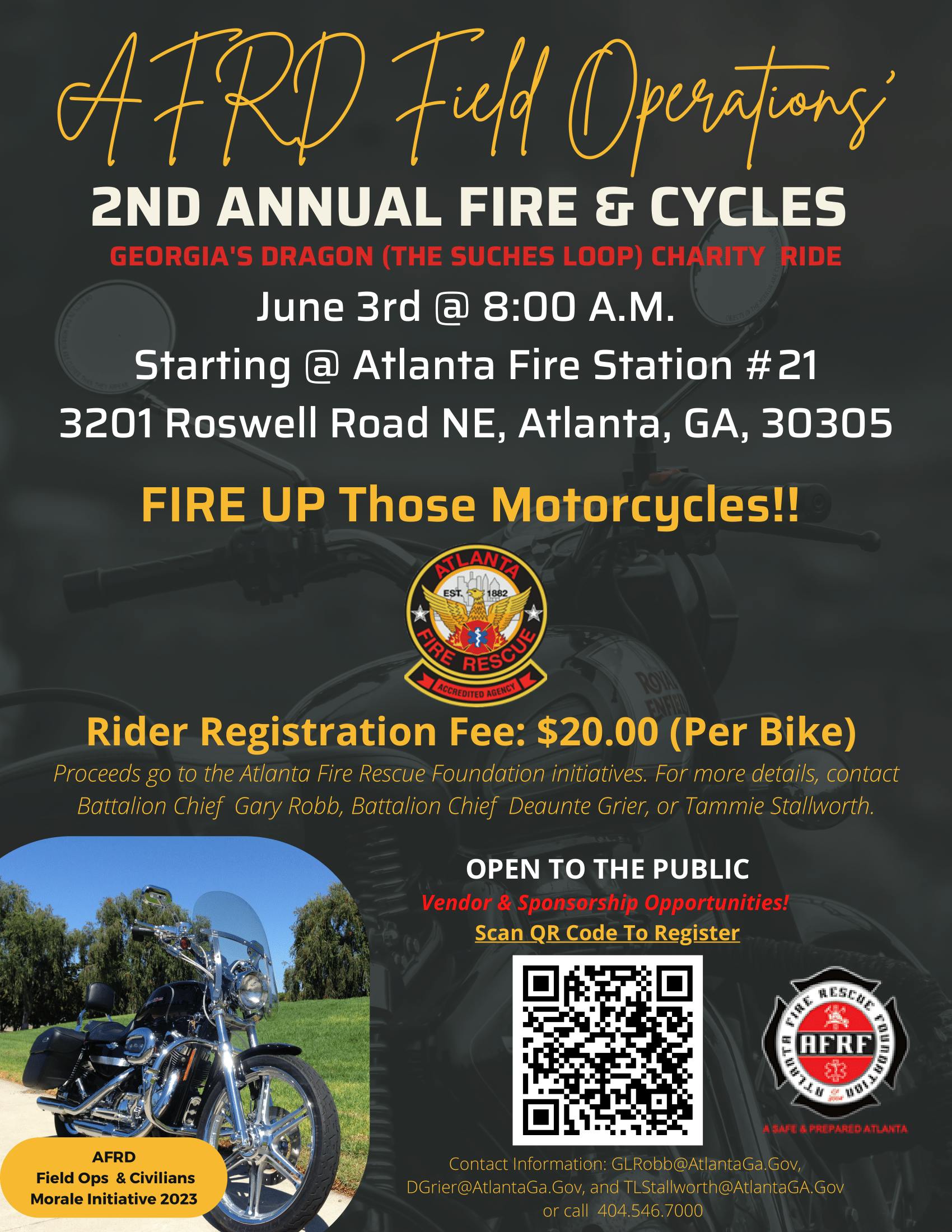 Enjoy the second annual ride benefits as the co chair ride leader.