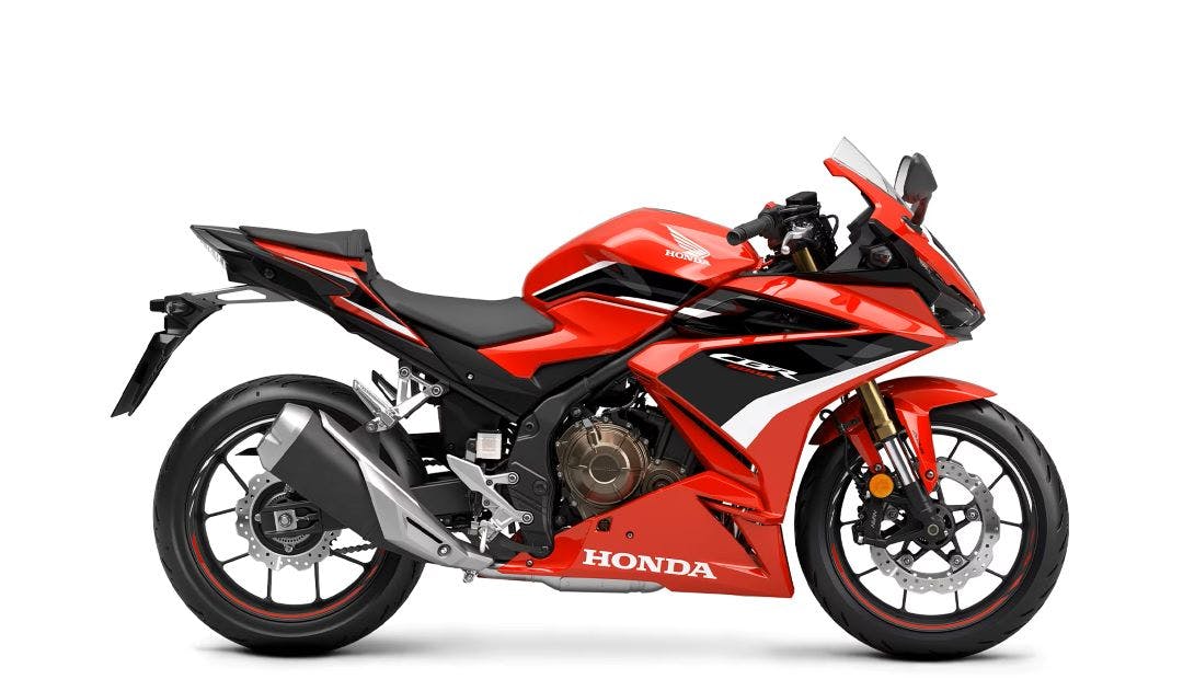 stock picture of a 2024 honda cbr500r grand prix red fuel efficient motorcycles