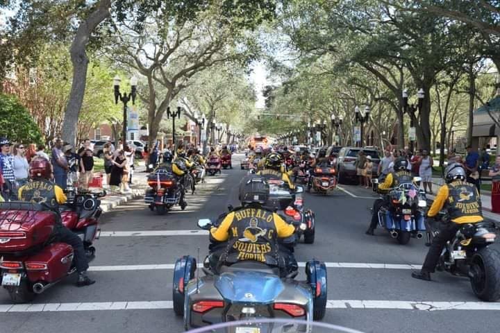 picture of a buffalo soldiers ride through a tree lined street in las vegas motorcycle clubs and meetups in las vegas