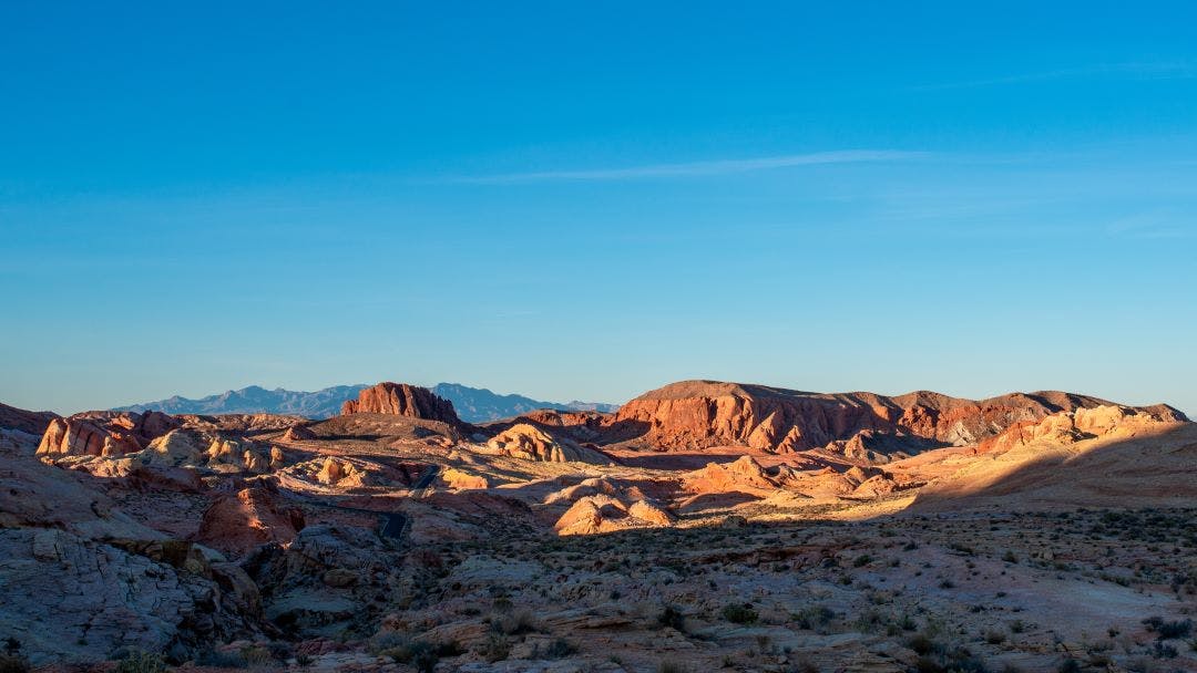 valley of fire state park during golden hour in clark county nevada between las vegas and zion national park