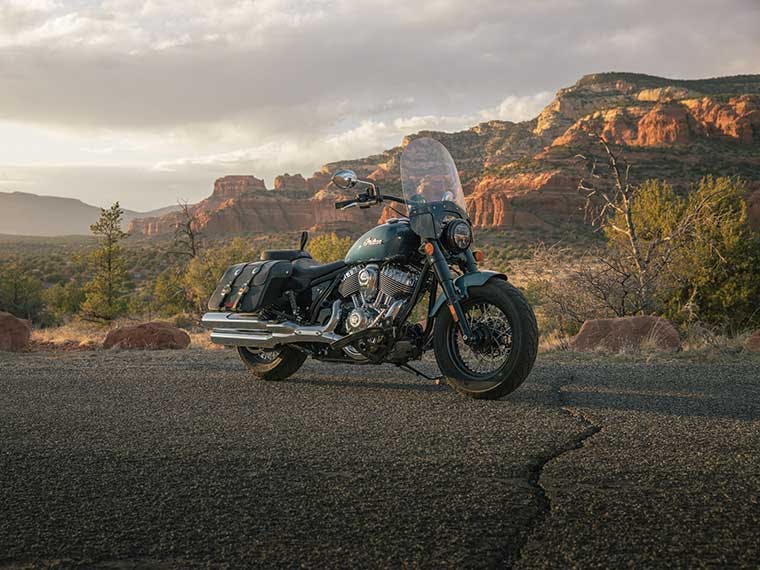 Cruiser style motorcycle parked in Sedona, Arizona.