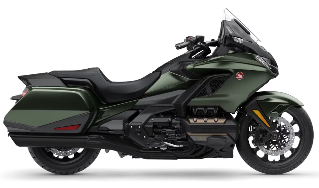 stock photo of a dark green 2024 Honda Goldwing best touring motorcycles