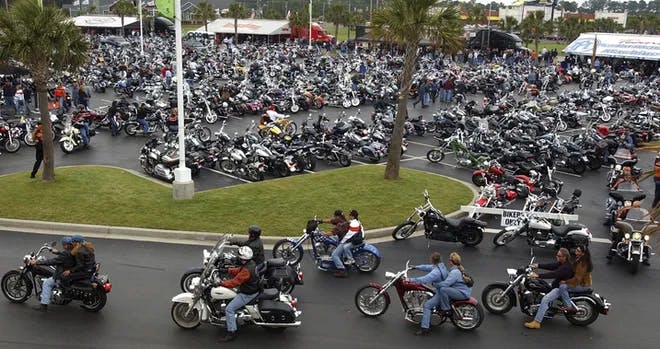 Bike crowd at Myrtle Beach Bike Week Info - May 9-18th, 2025