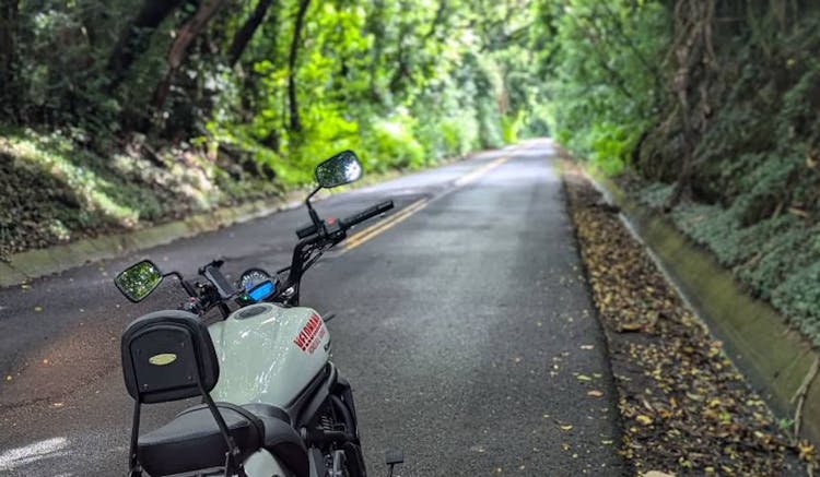 image of motorcycle rental on motorcycle ride in heart of hawaii island