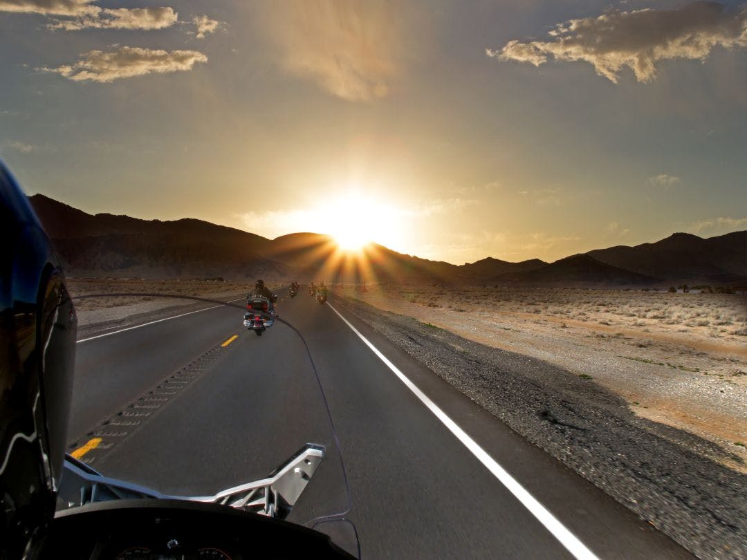 Motorcycle Ride at sunset Motorcycle Clubs near Palm Springs, CA