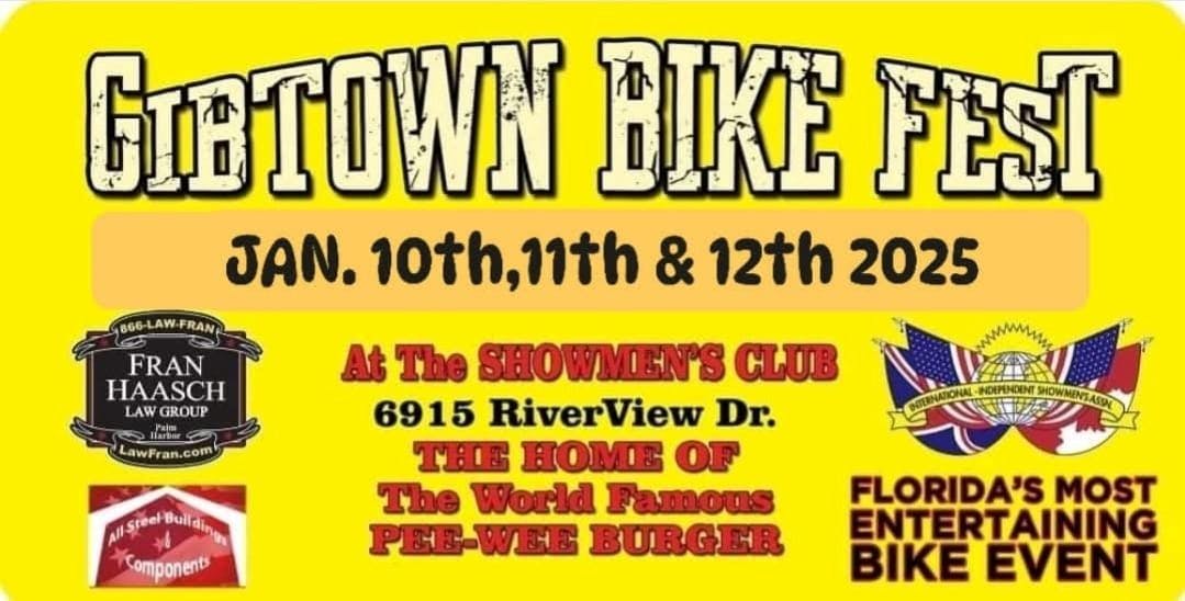 Gibtown Bike Festival event info pic  Gibtown Bike Fest 2025 Info - January 10-12, 2025